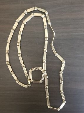 Gold-Tone Tube Link Necklace in Shiny Gold